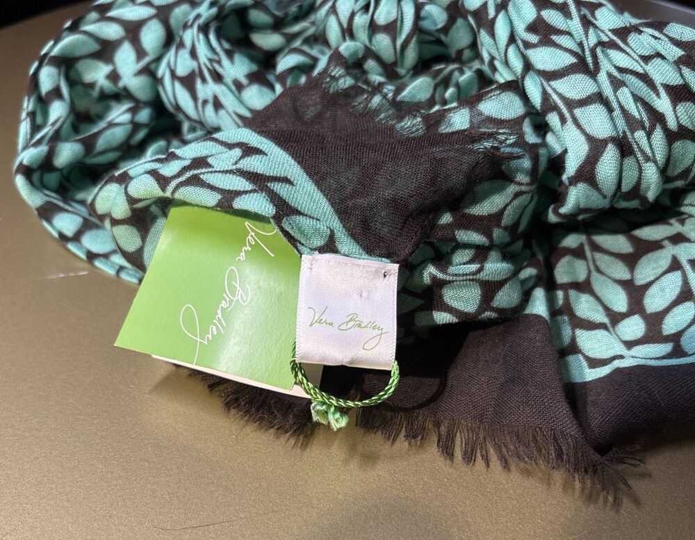 Vera Bradley Scarf Wrap Fringe Floral Shower Vines Oblong 70x27" Beachy New NWT - Picture 4 of 8